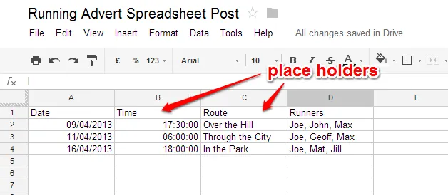 google spreadsheet example