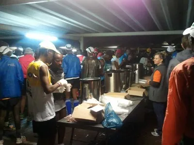 Coffee at the start of the loskop Ulta Marathon