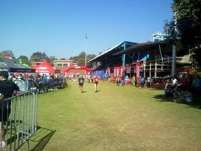 Grass finish of Wally Hayward Marathon 2013