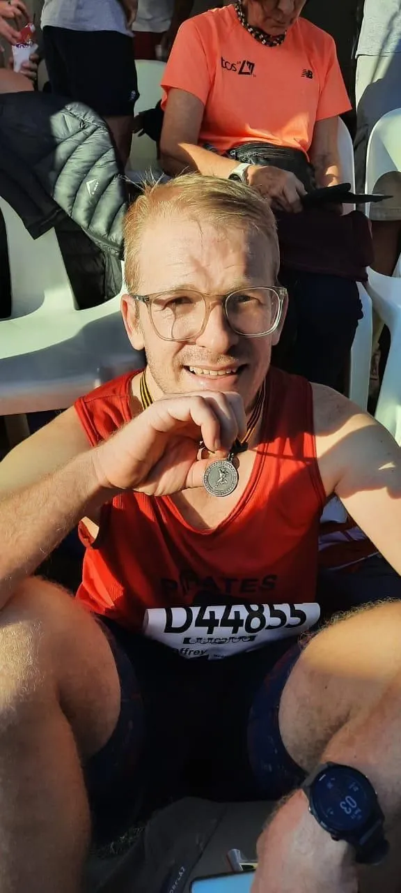 Happy at the finish of Comrades 2023