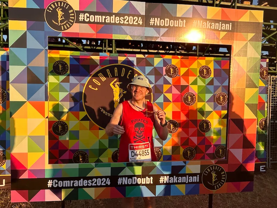 At the finish Comrades 2024