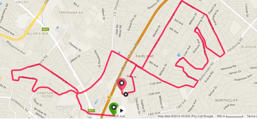 MTN 21km 2016 route